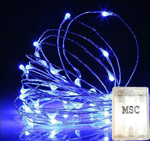 MSC - 23ft / 7m - 70 Led's Batt Powered LED Blue Coloured String Fairy Lights On Copper Cable, Ideal for Christmas, Xmas, Party,Wedding,Decoration Blue-Batt-7m