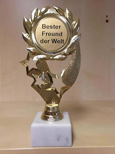 Fanshop Lünen Pokal Geschenk - Bester Freund der Welt - Geburtstag - Sportpokal - Gr. 19,5 cm - Trophäe - Pokale - (A1)