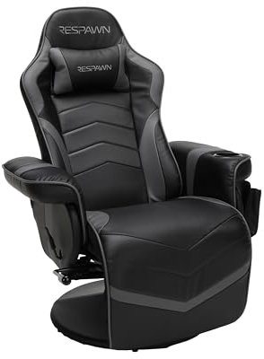 RESPAWN 900 Gaming Chair - Video Games Console Recliner, Computer Chair With Adjustable Leg Rest, Cupholder, and Footrest - Gray