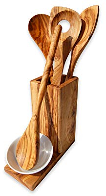 D.O.M. - Set da cucina con 3 cucchiai diversi All-In in legno d'ulivo