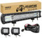 RIGIDON 20 Zoll 50 cm 288W led lichtbalken mit 12V kabelbaum und 2 pcs 4 zoll 36W strahler spot arbeitsscheinwerfer bar für SUV Offroad ATV UTV Traktor LKW 4x4 Auto, 6000K Weiß led scheinwerfer