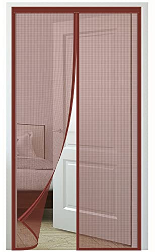 Zanzariera Magnetica per Porte Chiusura Automatica，160x250cm/WxH(62.99x98.42in) Anti Insetti Tenda di Zanzariera Porta，Facile Montaggio Adesivo Senza Forare， Marrone