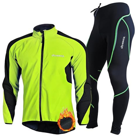 HOMTOL Fahrradtrikot Herren langarm winter Radjacke set Thermal winter fahrradbekleidung Fahrradjacke und Radhose mit Sitzpolster Radsportanzüge trikot set mit Thermofleecefutter Atmungsaktiv