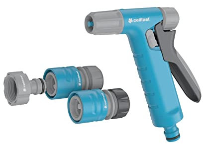 Cellfast Pistola De Riego Set Aspersor De Césped para Césped Flores Plantas Conexión Rápida Conexión Hydron cellPRO 1/2 - 5/8