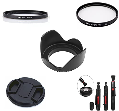 SK36 Juego de Lentes de cámara de 67mm, Kit de Tapa de Parasol de Lente UV Filtro de Cepillo Adaptador de Plata para Canon FA-DC67A para cámaras Canon SX30 SX40 SX50 SX60 HS SX70 SX520 HS SX540 SX530