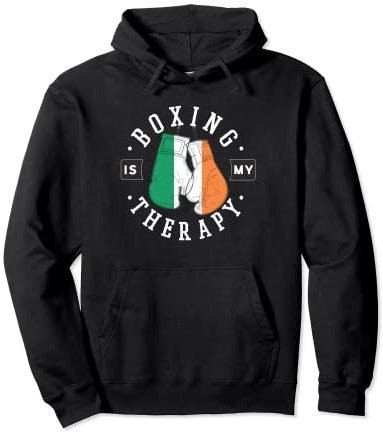 Boxing Is My Therapy Irish Boxing Glove Ireland Flag Boxer Pullover Hoodie