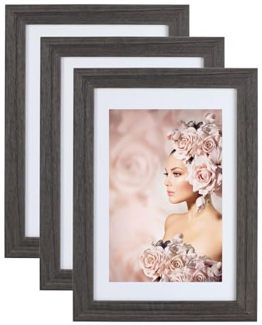 IDEAL TREND 3er Pack Holz Bilderrahmen Foto Plexi Rahmen Acryl Collage Wanddeko Poster S215: Farbe: Grau | Format: 30x30