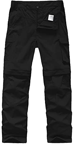 Asfixiado Kids Hiking Pants, Boy's Casual Quick Dry Convertible Waterproof Trousers for Climbing Camping Outdoor #9016 Black-XL