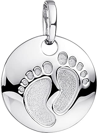 Materia Baby Fußabdruck Kette mit Anhänger Silber 925 rhodiniert 40cm KA-454-S_K97-40cm