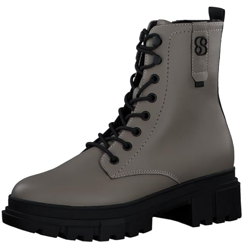 s.Oliver Damen Stiefeletten ohne Absatz zum Schnüren Vegan, Braun (Taupe), 39 EU