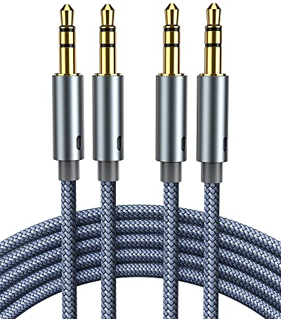 Highwings Aux Kabel 3,5mm Klinkenkabel 1,2M Stereo Audio Kabel Klinke auf Klinke Nylon Geflochtenes Hochwertige Kabel für Kopfhörer, Auto, Handy, PC, Lautsprecher, Stereoanlagen, MP3-Player usw,2PACK