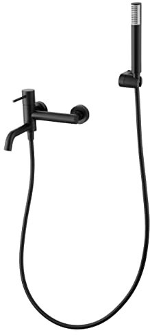 IMEX - Robinetterie salle de bain et douche, mitigeur de baignoire avec bec série Monza, noir mat - BDM039-4NG
