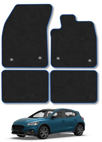 Fits Ford Focus (2018-2025) Carpet Car Mats | Tailored Fit Carpet Floor Mats non Slip Black Trim Full Coverage Compatible Accessory Front Rear Anti Slip