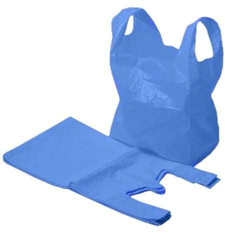 FERRIS | 200pk Strong Large Vest Carrier Bags with Handles | Multi-Purpose Heavy Duty Plastic Bags 11 x 17 x 21 | Use for Shopping, Market-Stalls, Takeaway, Groceries or General use in Kitchen (Blue)