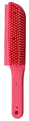 PNJB Rubber Pet Hair Hand Brush Furniture Floor Sweeper, Portable Dogs Cats Hair & Lint Remover, Rubber Massage Brush for Furniture, Auto Detailing for Dogs Cats (Pink)