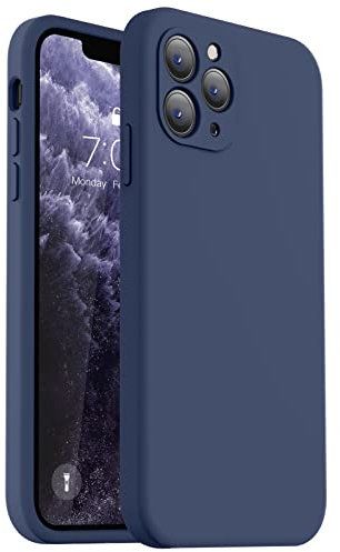 Vooii Compatible with iPhone 11 Pro Phone Cover Case, Upgraded Liquid Silicone with [Flat Edges] [Camera Protection] [Soft Anti-Scratch Microfiber Lining] for iPhone 11 Pro 5.8 inch - Navy Blue