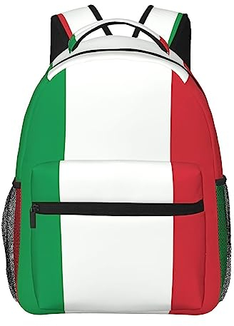 PartyUnix Leichter, lässiger Studentenrucksack – multifunktionaler Rucksack für Schule, Arbeit, 20 x 29 x 39 x 39 cm, Italien-Flagge, Schwarz , One size