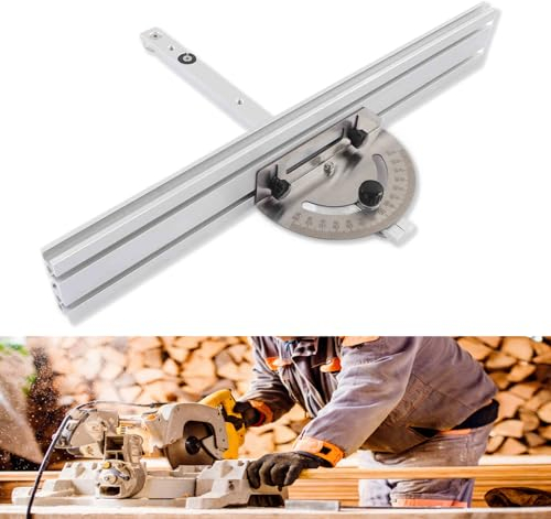 Gugxiom Tisch-Gehrungssäge aus Aluminium, Präzisions-Gehrungsschiebegriff mit Hoher Gehrung, Gleitführungsschienenkissen mit Klappwinkelplatte, DIY-Werkzeugzubehör