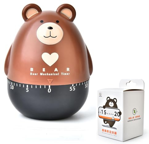 Kurzzeitwecker, Bären-Timer Küche Kurzzeitmesser, Eieruhr Küchenwecker, Eieruhr Mechanisch, Küchentimer, Küchenwerkzeug Zeitgeber Eieruhr zum Mitkochen 60 Minuten Küche Countdown-Timer (Braun)