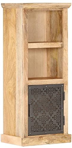 vidaXL Mangoholz Massiv Highboard mit Tür 2 Regalen Bücherregal Bücherschrank Standvitrine Vitrine Kommode Standschrank 45x32x110cm
