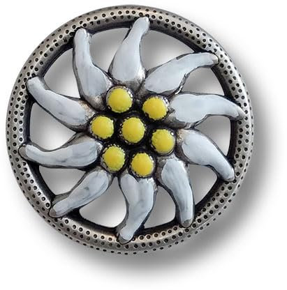 Knopfparadies - 3er Set umwerfend schöne Trachtenknöpfe aus Metall mit Edelweiß-Motiv und Durchbruchmuster. Ø: ca. 25mm!