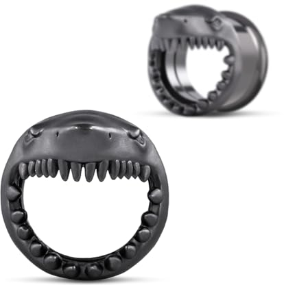 COOEAR Edelstahl Tunnel, Hai Design Ohrring Plugs, Schraube zurück Messgeräte für Ohren 10mm.