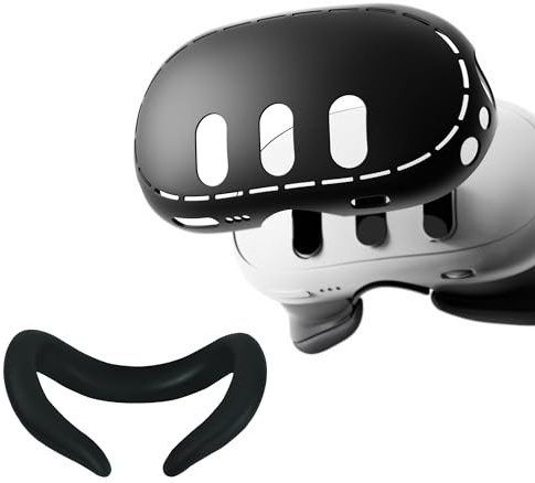 Copertura in silicone compatibile con accessori Meta/Oculus Quest 3, con cover per interfaccia facciale Quest 3 e cover per Oculus 3 (nero)