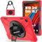 BRAECN Funda para Lenovo Tab M10 de 3ª generación de 10.1 pulgadas 2022, funda protectora resistente con soporte giratorio de 360° y correa de mano, correa de hombro para TB-328FU/TB-328XU, color rojo