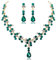Danshinbow Braut Strass Halskette und Ohrring Set Kristall Halskette Braut Party Hochzeit Schmuck Sets für Frauen und Mädchen (Grün)