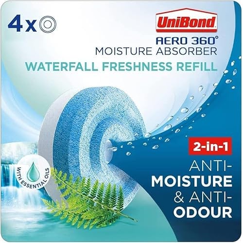SK INFINITY| Moisture Absorber Waterfall Refill Tab | Aromatherapy| Ultra-Absorbent and Odour-Neutralising, for AERO 360° Dehumidifier, Condensation Absorbers (Waterfall (4 x 450g))