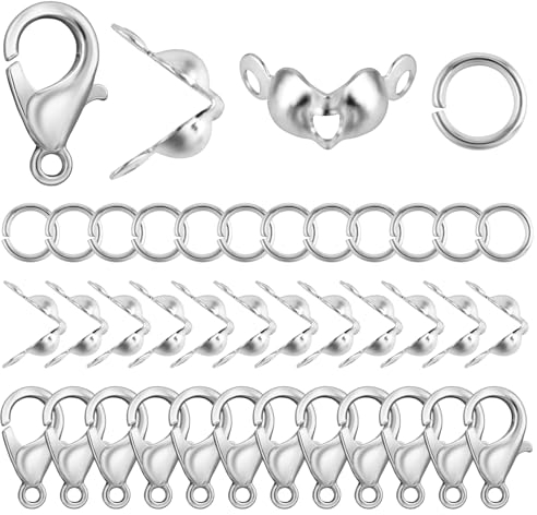 500 Stk Kettenverschluss,Verschlüsse für Armbänder,Armband Verschluss Set,Karabiner Verschluss Biegeringe Crimpenden,Schmuckherstellung Karabiner,Schmuck Verschlüsse für DIY Armband Schmuckherstellung