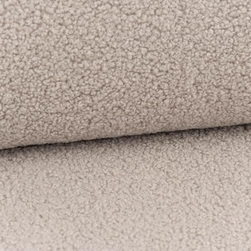 Boucle Stoff Teddystoff Kunstfell Teddy Fur uni beige-grau 1,5m Breite