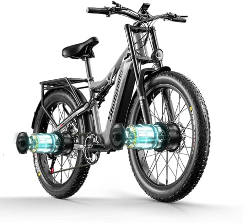 Shengmilo-S600 26-Zoll-Elektrofahrrad für Erwachsene, E-Bike mit Zwei Motoren, 17,5-Ah Akku, E-Mountainbike, vollgefederte Doppelschultergabel und DNM-Hinterradstoßdämpfer, LCD-Farbdisplay