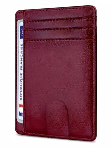 O³ Porte Carte identité française, Portefeuille Carte bancaire Anti piratage, en Cuir | Blocage RFID | Anti fraude, Anti piratage | Élégant et Minimaliste (Fuchsia S)