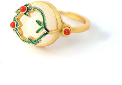 Caiduoduo exotische frauenringe Hanfu Schmuck antike Jade Retro verstellbare offene Ringe