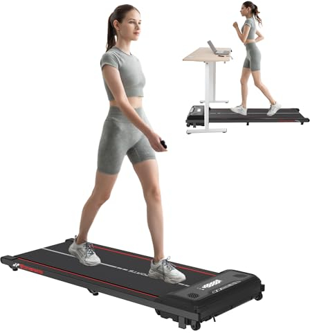 CITYSPORTS Laufband | Elektrisches Walking pad für Zuhause, Mit Bluetooth-Musikwiedergabefunktion, LED-Anzeige und Riemenscheibe 1-6KM/H, 110KG (Schwarz & Rot)