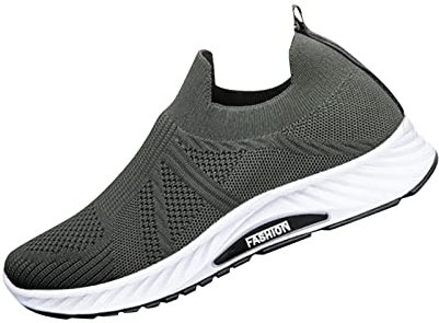 Zapatillas Baratas y Transpirables para Hombre, Zapatillas de Deporte Informales sin Cordones (Grey, 41)