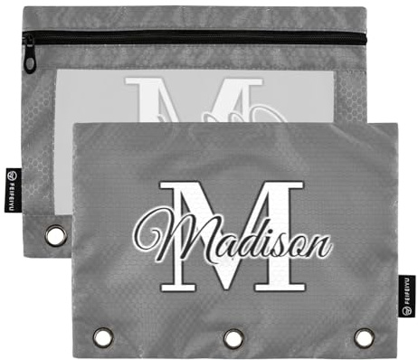 CHIFIGNO Federmäppchen mit 3 Ringen, personalisierbar, personalisierbar, für Bürobedarf, 2 Stück