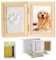 ZHYUAN DIY Hunde pfotenabdruck,Tierfotorahmen,Pfotenabdruck Set Hund und Katze,Pfotenabdruck Set,DIY Pfotenabdrücke für Haustiere,Fotorahmen mit Hundepfotenabdruck, Buchstaben und Zahlen,Gelb