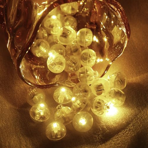 WDKXCN Boule Lumineuse,100 Pièces Mini LED Ballons Lampes Lumineuses Blanc Chaud,Lampe Boule, Rond LED Ballons Lumineux pour Deco Anniversaire, Halloween, Noël, Nouvel An, Fêtes, Mariage