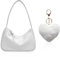 EHDWXVZM Borsa Sotto Ascella e Tracolla da Donna - Pochette in Pelle Bianca - Ciondolo Incluso - Ideale per Viaggio