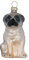 Christbaumschmuck Glas 7,5cm - Mops Figur zum Aufhängen - handbemalt - Weihnachtsbaum Anhänger für Weihnachten - Christbaumanhänger & Weihnachtsbaumschmuck - Tiere Hund Beige Grau