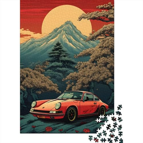 Puzzle 1000 Teile für Erwachsene, Porsche Fuji Retro Puzzle, hochwertiges Holzpuzzle, Freizeitspielzeug, Lernspiel, Heimdekoration, Kunstgeschenk, 1000 Stück (75 x 50 cm)