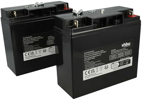 vhbw 2X Akku kompatibel mit APC SU1000XL, SU1000XLNET, SMT1500, SMT1500I, SU1400, SU1400BX120, SU1400NET, 1500VA USV (18000 mAh, 12 V, AGM)