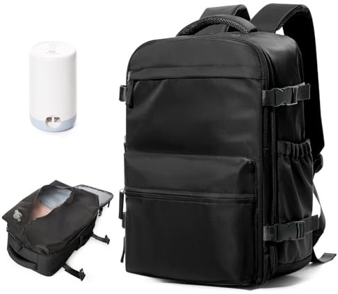 Zaino Sottovuoto Viaggio Con Pompa Zaino Ryanair 40x20x25 Aereo Bagaglio a Mano Borsa da Cabina per Donna Uomo Zaini 14 Pollici Porta PC Casual Impermeabile Daypack Nero