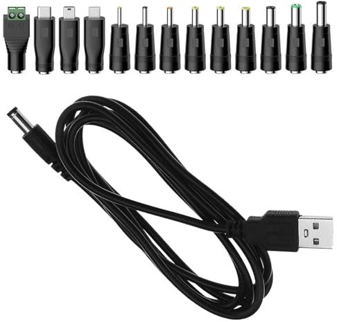 Fizzix USB to DC 5V Cable, Universal 5V USB Power Charger with DC Plug for Electronics