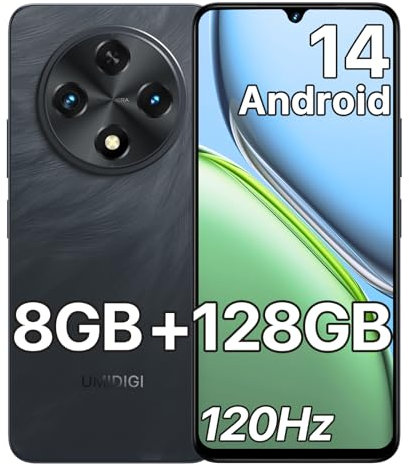 UMIDIGI G100A Handy,Android 14 Smartphone Ohne Vertrag,Smartphone 6.9 Zoll 120Hz,8GB+128GB/1TB,Handy 6000mAh,13MP+8MP,Dual SIM 4G Simlockfreie Handys, Fingerabdruck/Face ID,GPS,2.4G/5G WiFi Schwarz