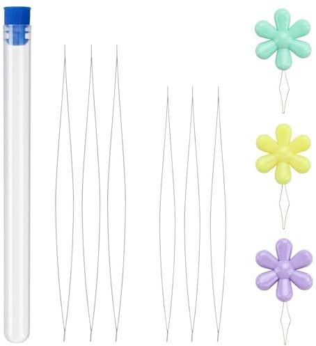 5 Stück Perlennadel,Einfädelhilfe, Bead Nadeln,Perlen Nadeln,Nadel Zum Perlen Auffädeln,Große Auge Perlen Nadel, für Handwerk und Schmuck Herstellung