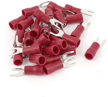 30PCS 14-12 AWG #8 Stud Red Insulated Fork Spade Terminals Electrical Connector
