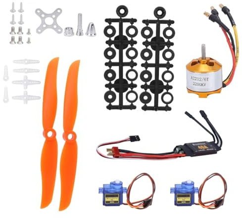 Durlo RC Aircraft Motor Combo Kit – 2212 KV2200 Brushless Motor, SG90 Servo, 40A XT60T ESC & 6035 Propeller (For RC Plane/Helicopter)